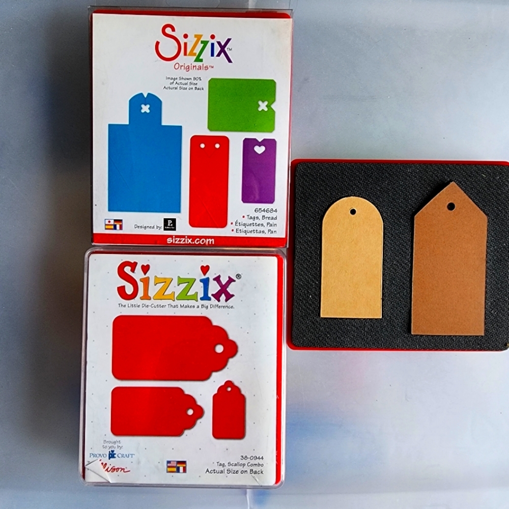 Sizzix red originals cutting die tag lot of 3